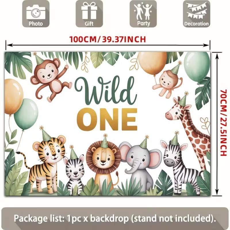 2D Wild One First Birthday Backdrop Woodland Animal Photoshoot Background