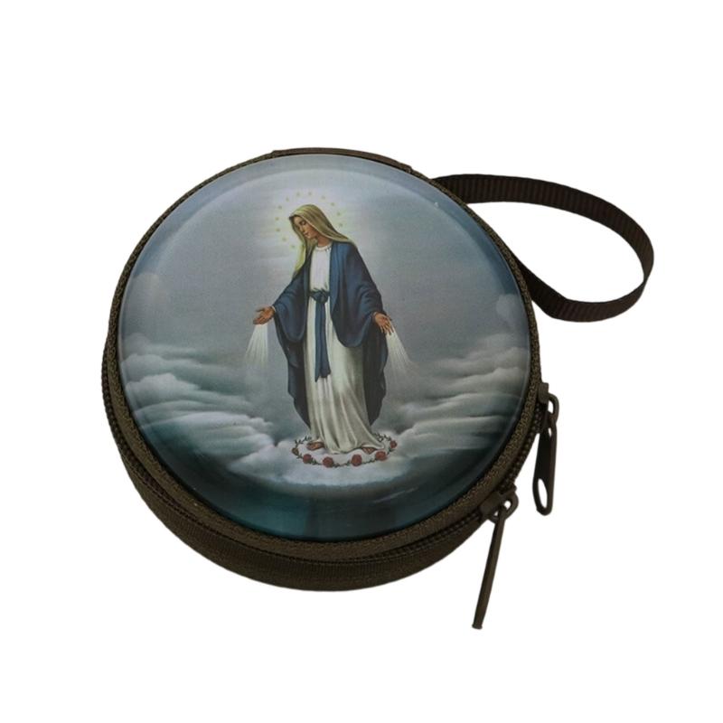 Catholic Rosary Pouch Religious Jewelry Storage Box Coin Purses Rosary Prayer Bag Religious Jewelry Storage Box Gift