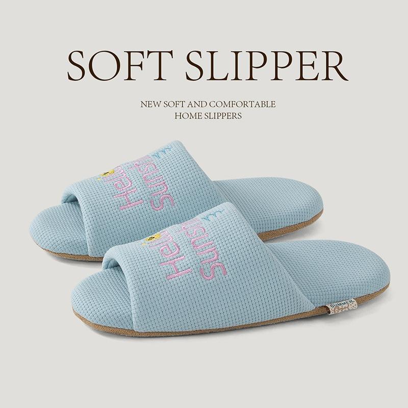 Silent silent slippers women's indoor home household one-word drag does not hurt the floor soft bottom couple four seasons cool slippers men
