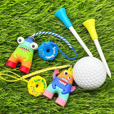 Anti Lost Plastic Golf Tee Hanger Cartoon Golf Tee Ring with Strap Tee