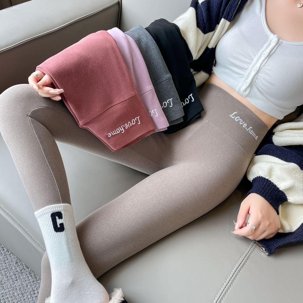 Women's High Waist Velvet-Lined Leggings - Seamless, Double-Sided Brushed, Slim Fit, Perfect for Autumn and Winter.
