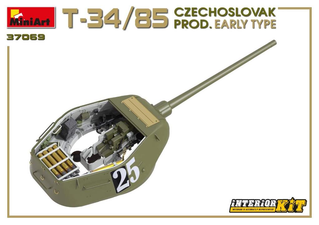 Miniart Scale Czechoslovakian Early Model Full Interior Plastic Model Kit MA37069 1/35 T-34/85