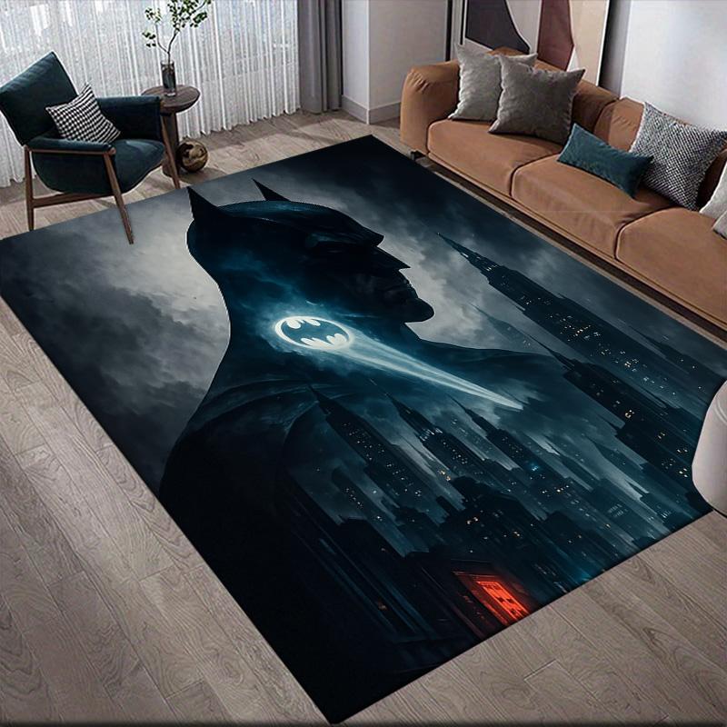 City Batman Anti-Slip Rug, Rectangular Carpet for Home Living Room, Bedroom & Sofa Zone