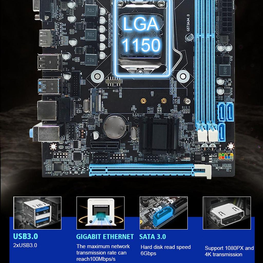 PC Motherboard, H81 Gaming Motherboard PCIe Slot Dual Channel DDR3 LGA 1150 Desktop PC