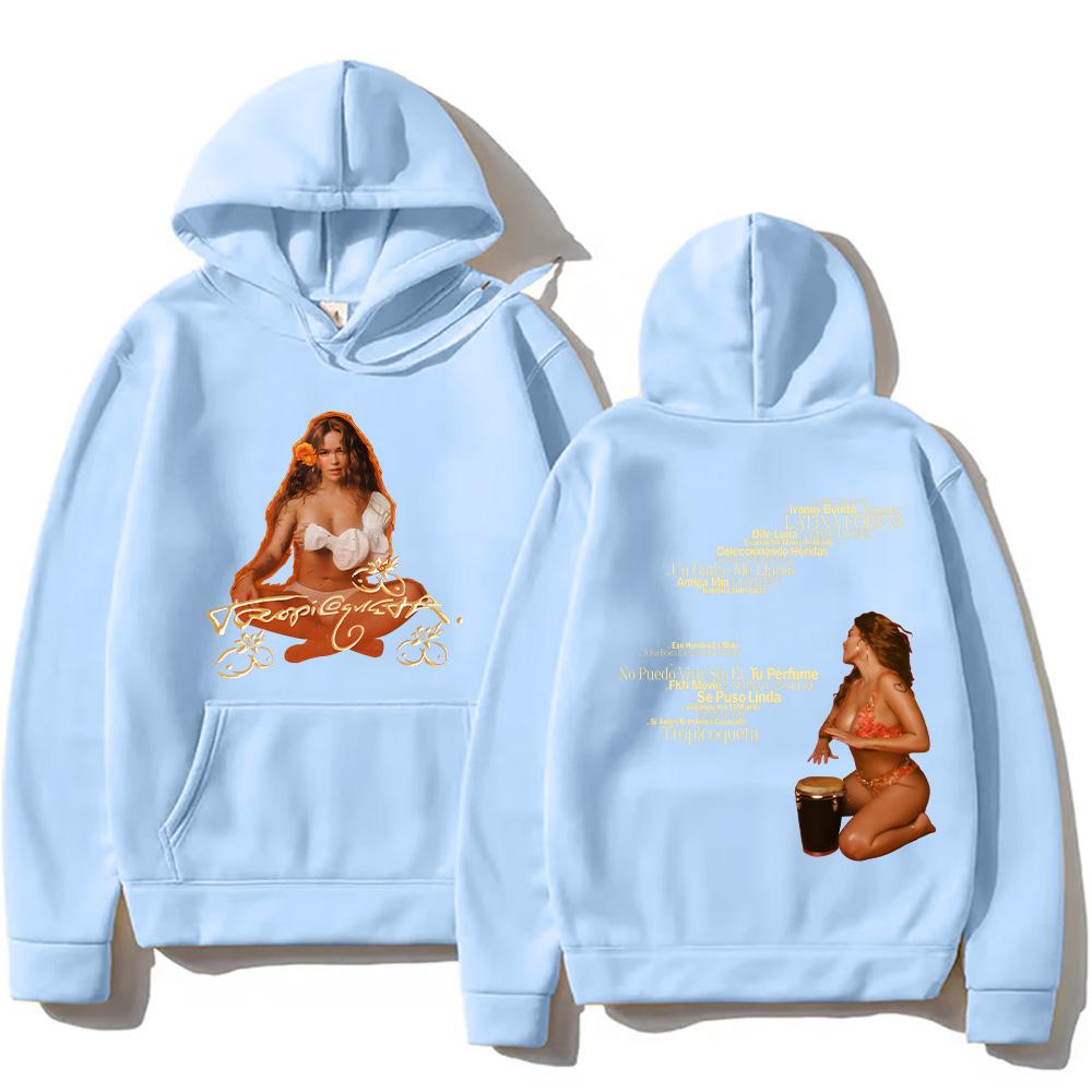 2025 Women's Multicolor Hoodies Karol G Tropicoqueta Tracklist Pullovers Hip Hop Long Sleeve Streetwear Unisex Y2K Clothes Tops