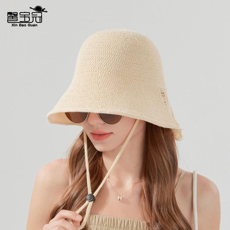 Summer Outdoor Travel Sunshade Sunscreen Hat Children Fashion Versatile Breathable Bucket Hat Knitted Small Shawl Bucket Hat