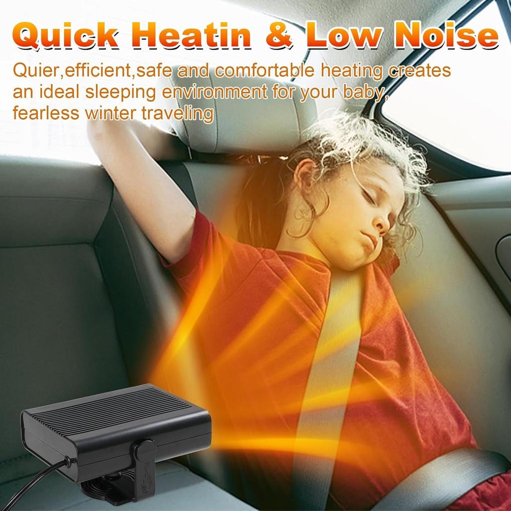 Autositzheizung, 12V Tragbarer Heizlüfter für Auto, 360° drehbarer Defroster für Auto-Windschutzscheibe, 2-in-1 Heiz- und Kühlventilator
