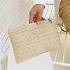 Fashion Straw Weaving Clutch Bag Solid Woven Coin Purse Beach Wallet for Women Daily Use with Phone And Money Slots Card Holder