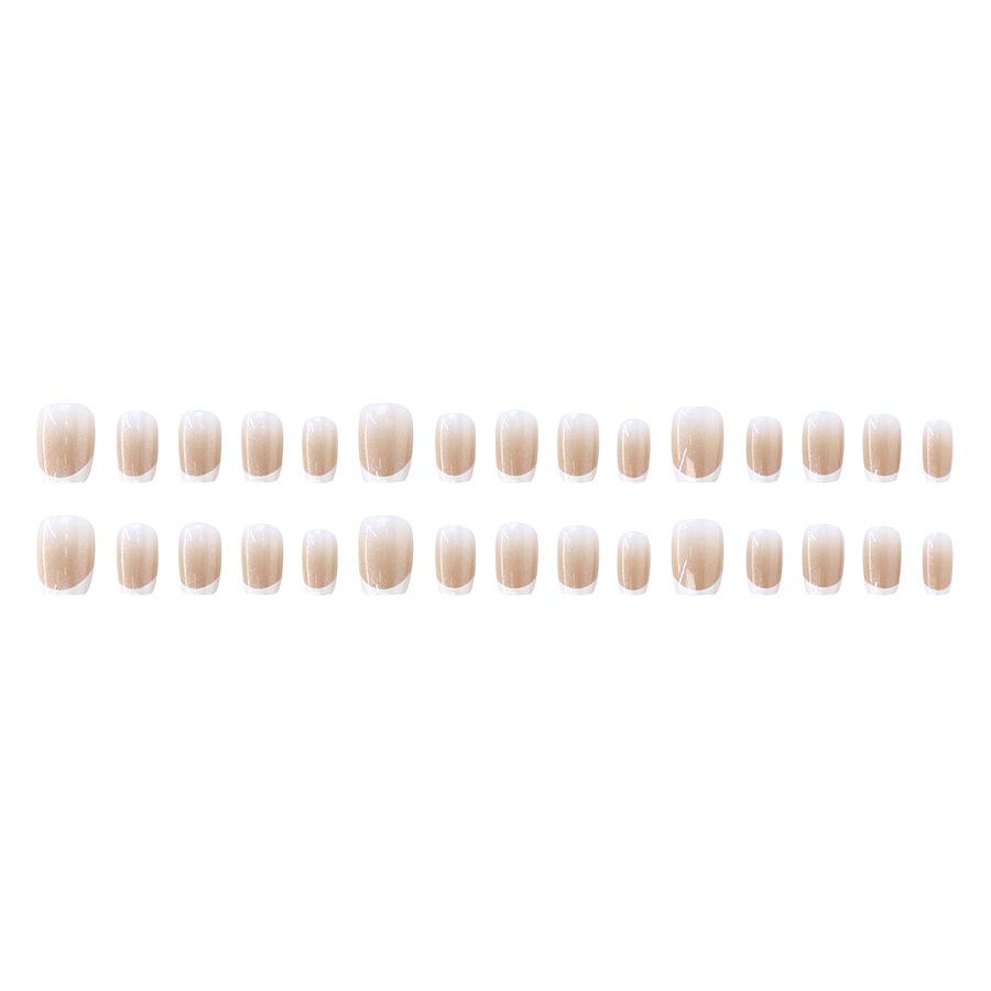 New Square Nail Pearlescent Fine Glitter French Blush Nail Simple Fashion High Sense 30 Pieces Wearable Nails