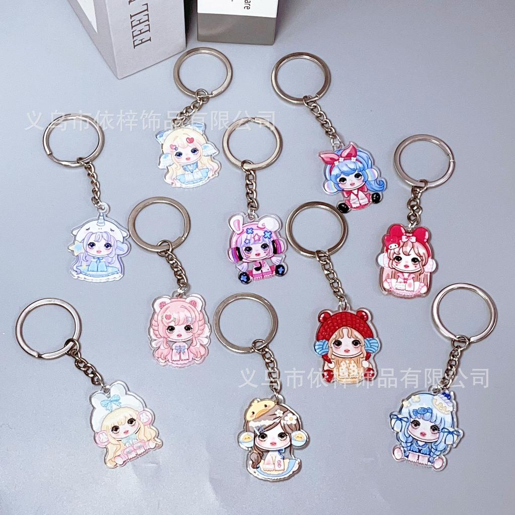 New Hatsune Miku Lolita Animation Soft Cute Acrylic Keychain Decoration Backpack Keychain Small Anime Cartoon Frind Fashion Toys