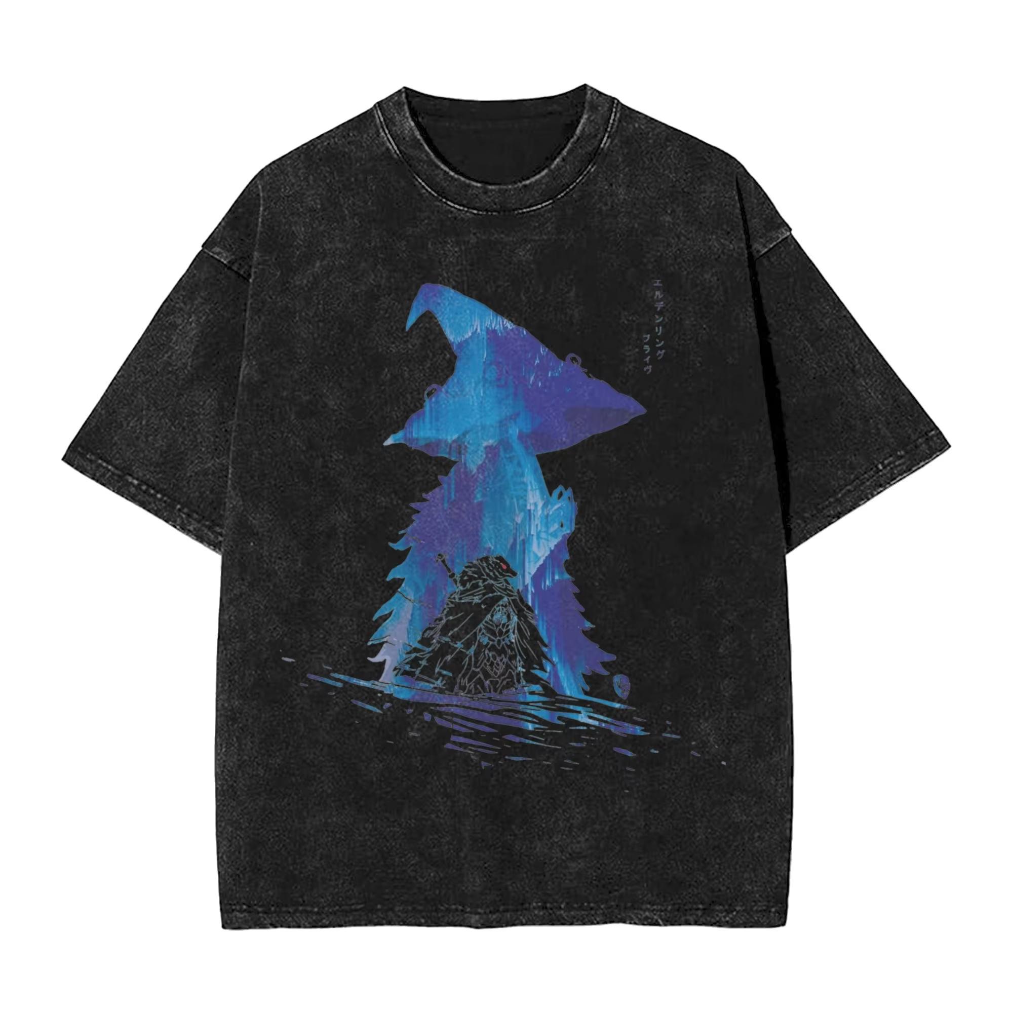 

R-Rings Radahn E-Eldening Washed T Shirts Streetwear Hip Hop Casual T-Shirts Tees for Men Women Short Sleeve Harajuku 3XL