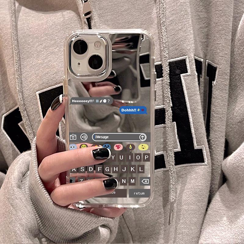 ins style personality applies to iPhone17promax mobile phone case 13 niche 14/15 Apple 16 all-inclusive makeup mirror