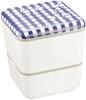 Showa Bento Box Square Nest Lunch Box Gingham Check Navy 2 Tiers Lower Tier 240ml Upper Tier 360ml Compact Storage Type Made In Japan 77072 L/B