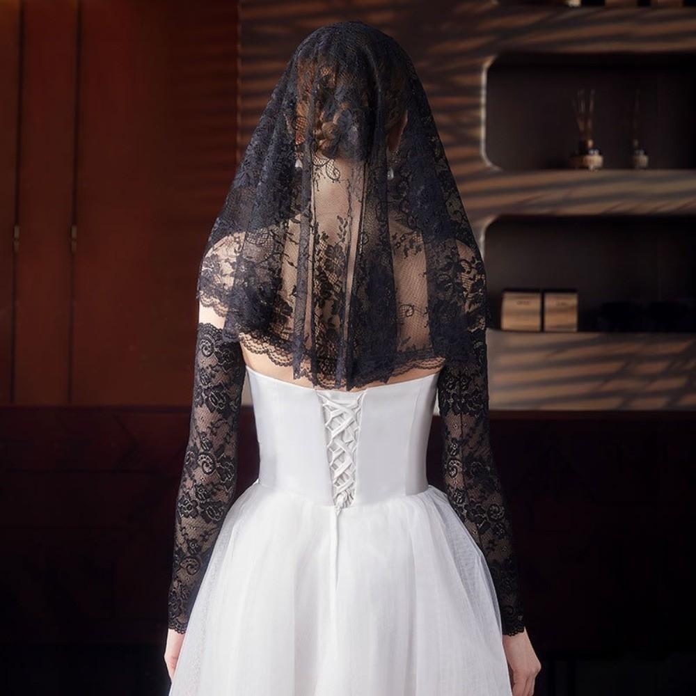 88×58cm Hijab Lace Veil Short Lace Headwrap Bridal Veils Wedding Bridal Headpiece Accessories