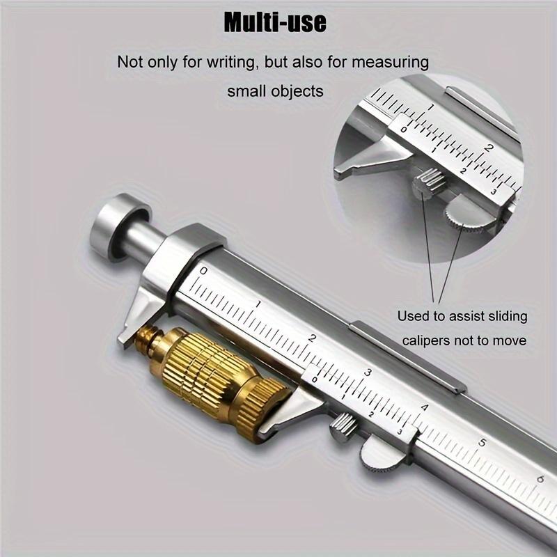 Precision Dial Vernier Caliper  Ballpoint Pen Set Dual-Purpose Plastic Scale Ruler 0-100mm Measuring Range Ideal for Office Use