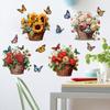 Flower Wall Decals 2X Waterproof Butterfly Window Stickers Modern Green Plant Mural Removable Art Backdrop For Bathroom Living