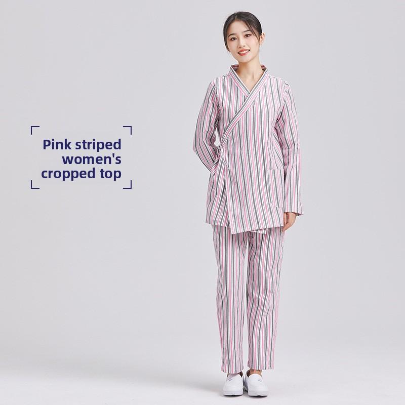 Pure Cotton Unisex Patient Gowns Hospital Pajamas Nursing Woven Fabric Needle Detection Seamless Easy Wear In-Stock 2XL