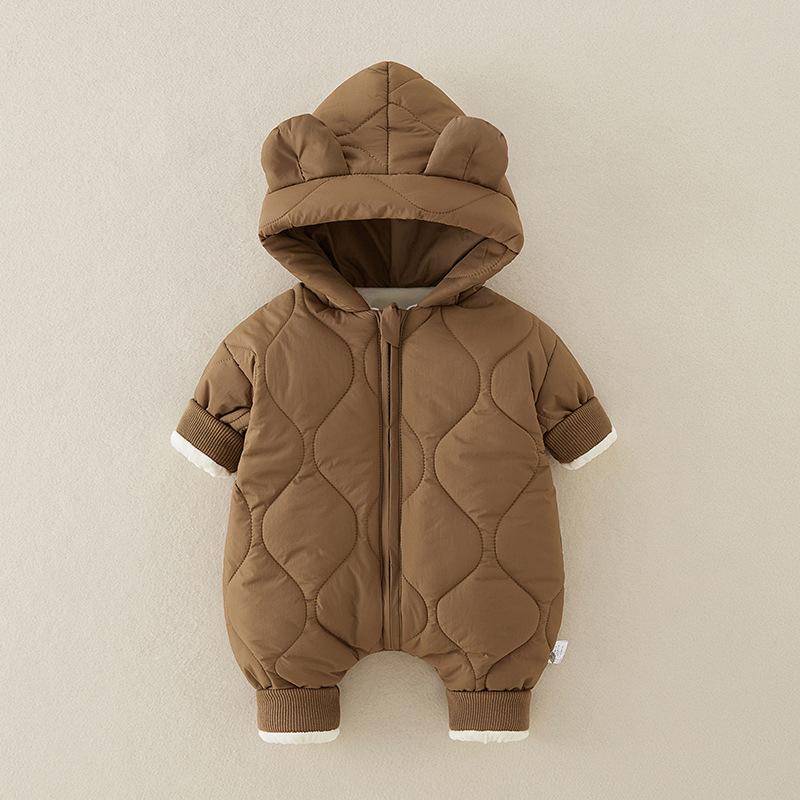 Cozy Thickened Zippered Romper for Baby Boys & Girls | Loose Fit, Baby Boy Winter Clothes, Cozy Babywear