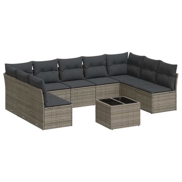 VidaXL Garden Lounge Set with Cushions 10 Pcs Grey Wicker 3218080