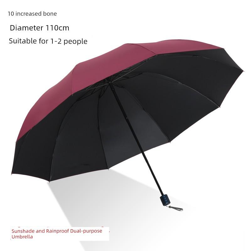 Large Umbrella for Men, Foldable Umbrella, Thickened Sun Umbrella, Student-Specific Sun Protection Umbrella, Black Rubber Reinforced Double-Person