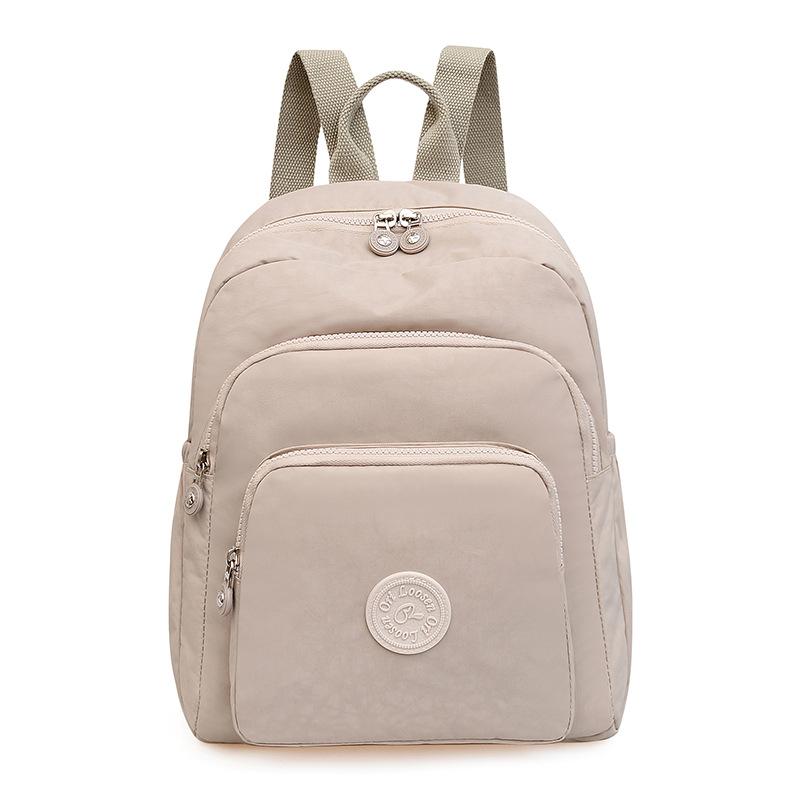 Middle-aged women's backpack new light casual nylon bag solid color multi-layer simple and fashionable small backpack