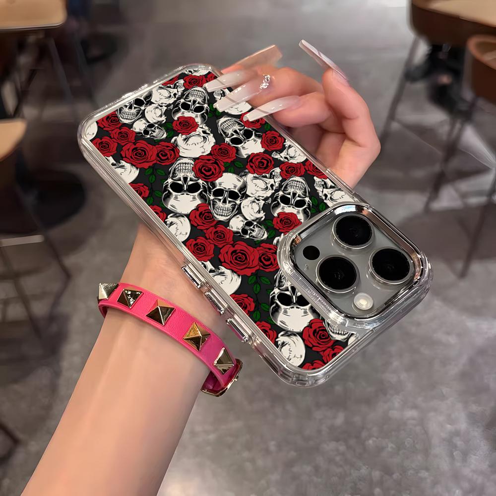 Gothic Patterns Raven Skulls Phone Case For IPhone 17 Air 16 15 14 13 12 11 Pro Pro Max Plus Transparent Soft Cover