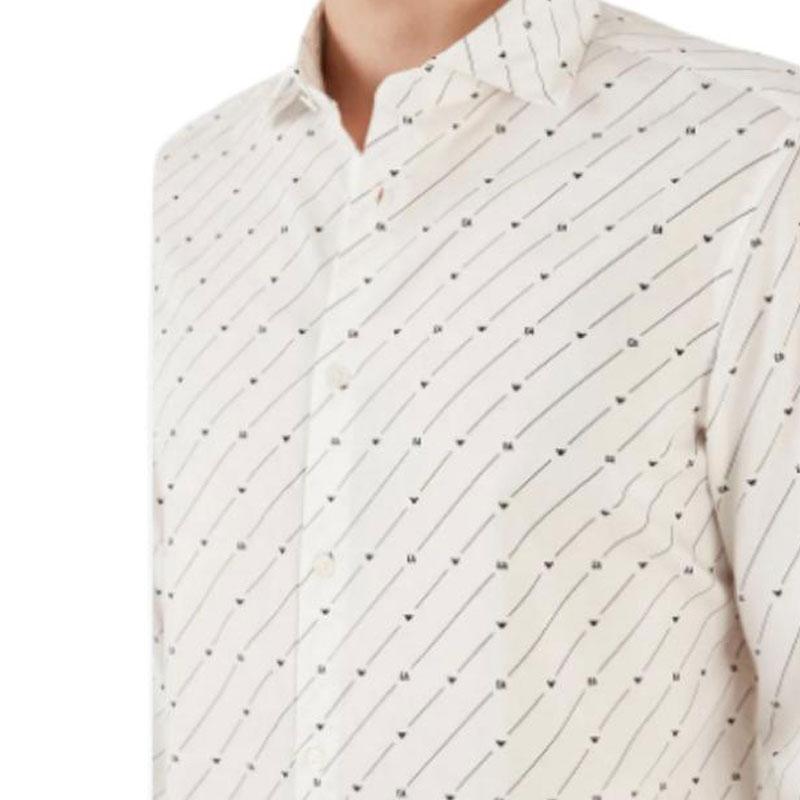 Emporio Armani EA7 FW23 Patterned Print Single-Breasted Casual Long Sleeve Shirt Men Shirts White 6R1C86-1NMVZ-F1D8