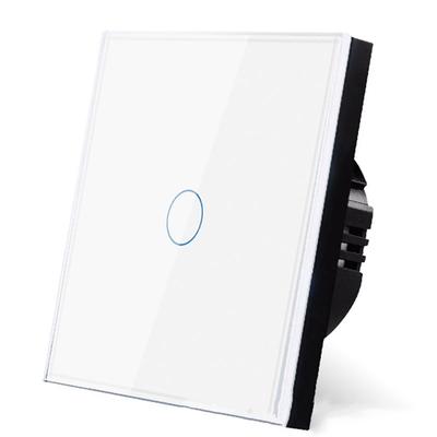 Panneau de Commande Mural Tactile en Verre Trempé Noir Blanc AC100-240V Européen Capteur de Lumière Bouton Gang 10A Interrupteur (UE)