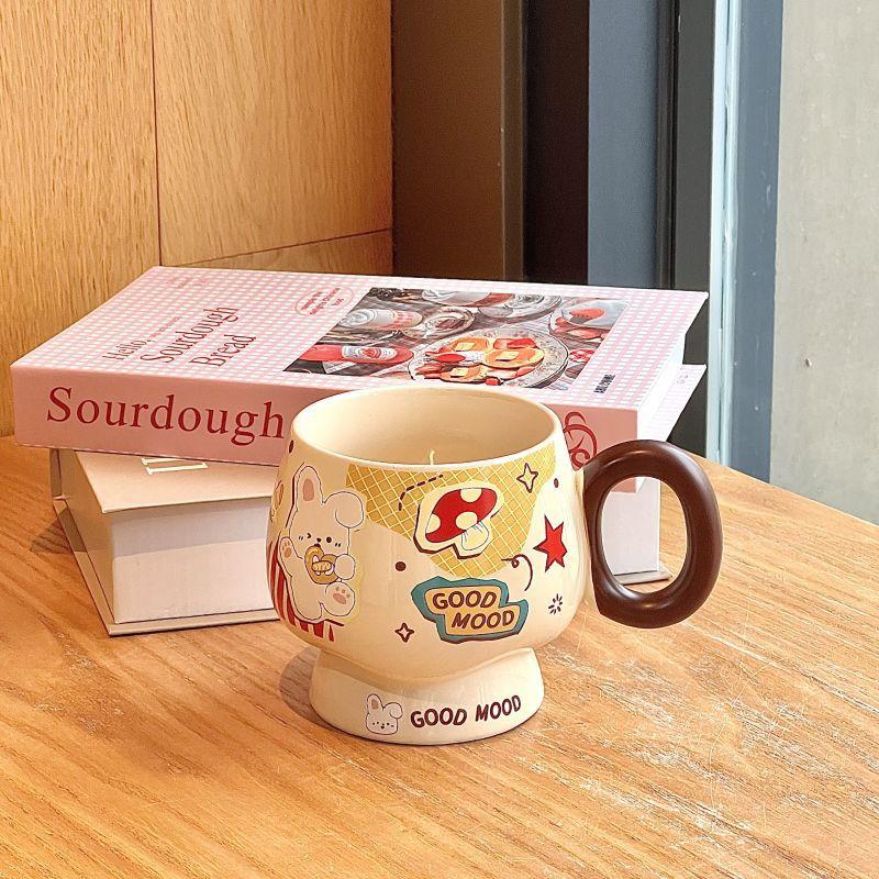 Cana Ceramică Drăguță Ursuleț Unt cu Capac Linguriță pentru Fete Cadou de Ziua de Naștere Suvenir Cană de Cafea pentru Micul Dejun