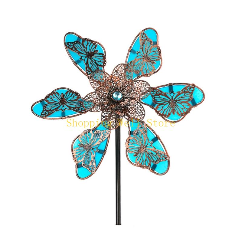 KX4B Windmill Spinner Sculpture For Lawn Yard Outdoor Spaces Rotating Art Decoration