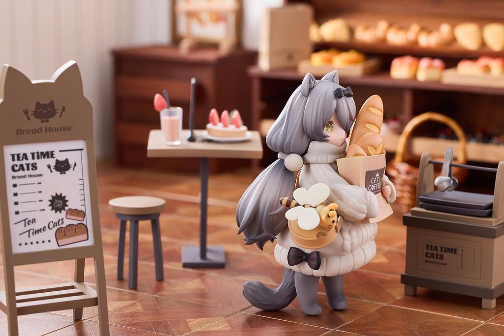 RIBOSE DLC Serie Katzen Nyan Town Kunde Nyan ABS PVC Bemalt Komplette Figur "Teepause Szene" "Bäckerei" Nicht-Maßstab &