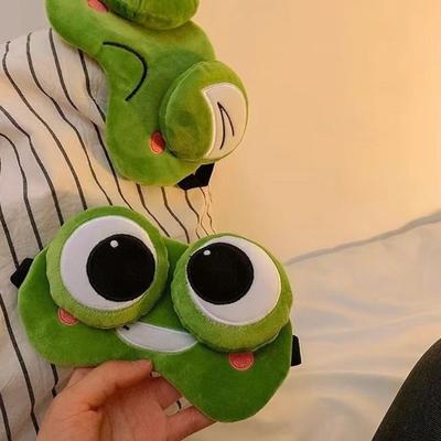 Green Big Eyes Skin-friendly Sleep Mask Lovely Cartoon Frog Sleep Eye Mask Breathable Shading 3D Eye Mask Travel Nap