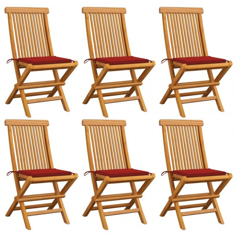 Day and Night - Day and Night Garden Chairs 6 Units with Red Teak Wood Cushions