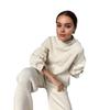 Women's Beige Knitted Hooded Top and Wide Leg Pants Lounge Set