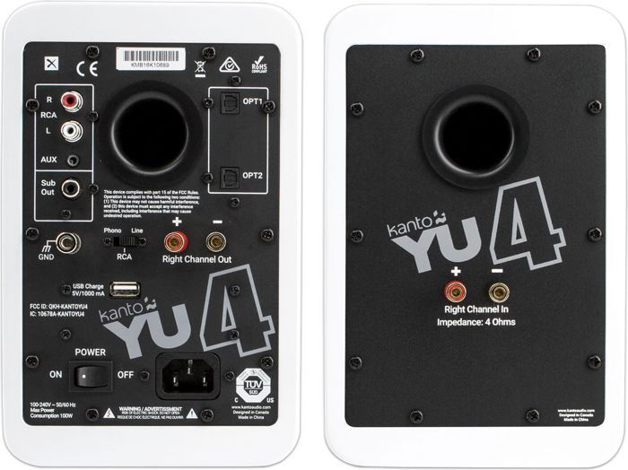 Active Hifi Speakers - Kanto - Yu4 - Bluetooth - Matte White - Sold In Pairs