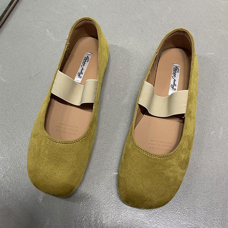 

Дизайнерская женская обувь на плоской подошве, модные балетки с круглым носком и эластичной лентой, обувь для танцев для женщин 5(foot 225mm) жёлтый