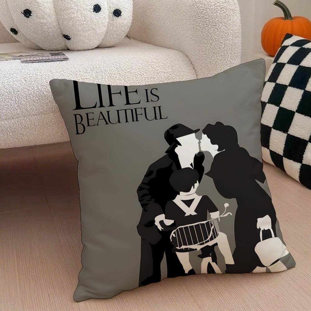 Fashion LLife Is Beautiful Cushion Cover Throw Pillow Cover Hidden Button Durable Polyester Chair Cushion