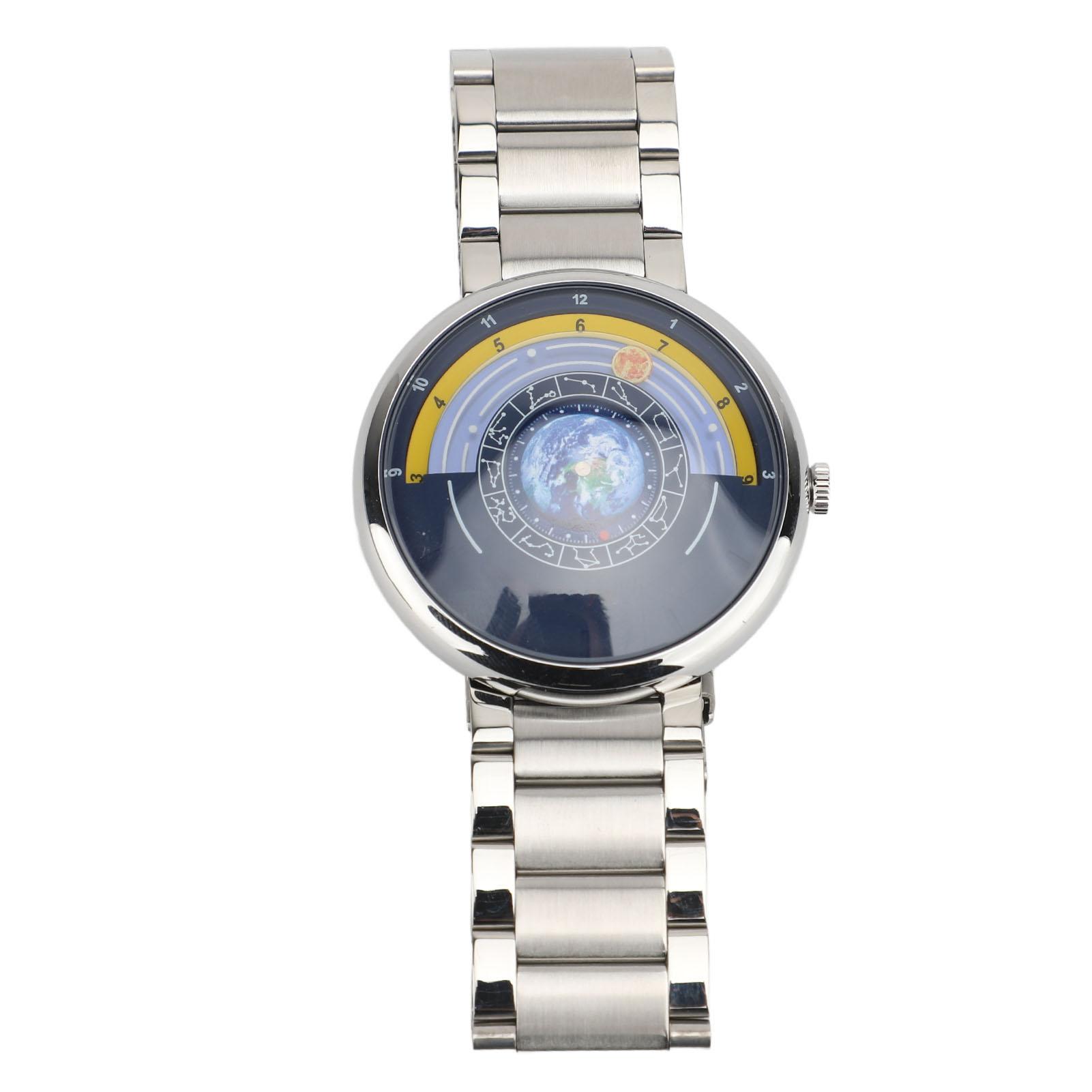 

Мужские кварцевые часы Водонепроницаемые Циферблат Звездное небо Ремешок из нержавеющей стали Креативные наручные часы для серебряный