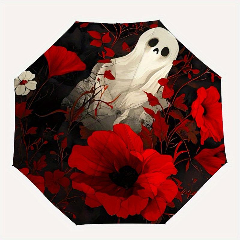 

1pc Ghost Floral Pattern Automatic Open/Close Umbrella, Portable Folding umbrella for Everyday Use yy250826033