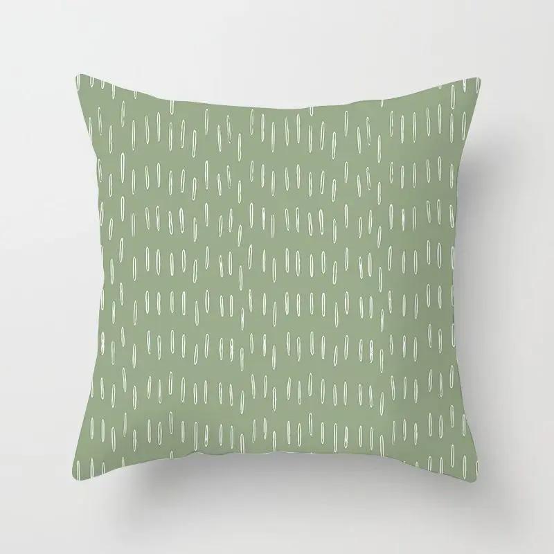 Delicate Fresh Green Pillowcase Art Pattern Cushion Cover Geometric Breathable Decoration