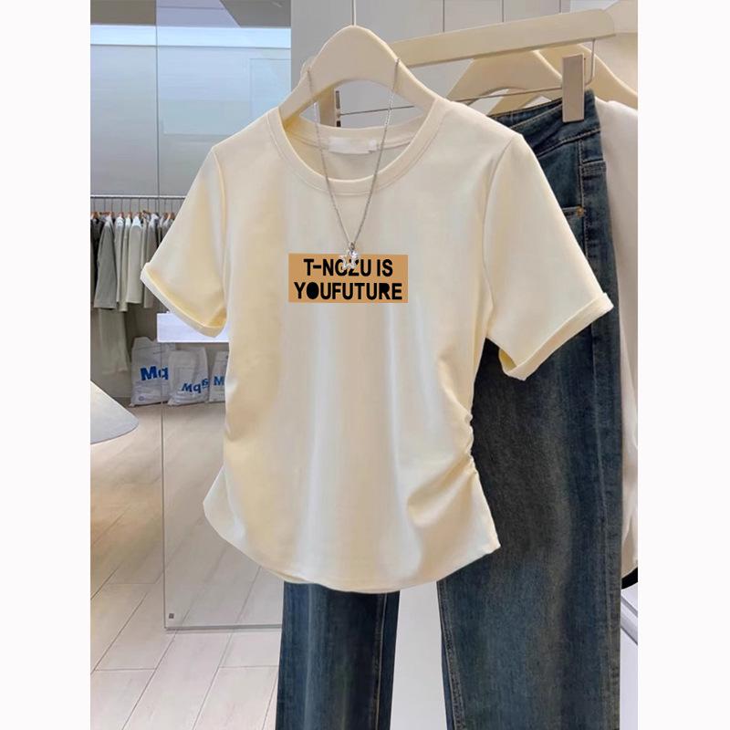 

Летняя футболка больших размеров 2025 с мультяшным принтом, круглым вырезом и короткими рукавами - Модный облегающий крой XL (120-130 lbs)