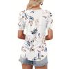 Vintage Floral Print T-Shirt, Random Print V Neck Short Sleeve Casual Top For Summer & Spring, Women's Clothing