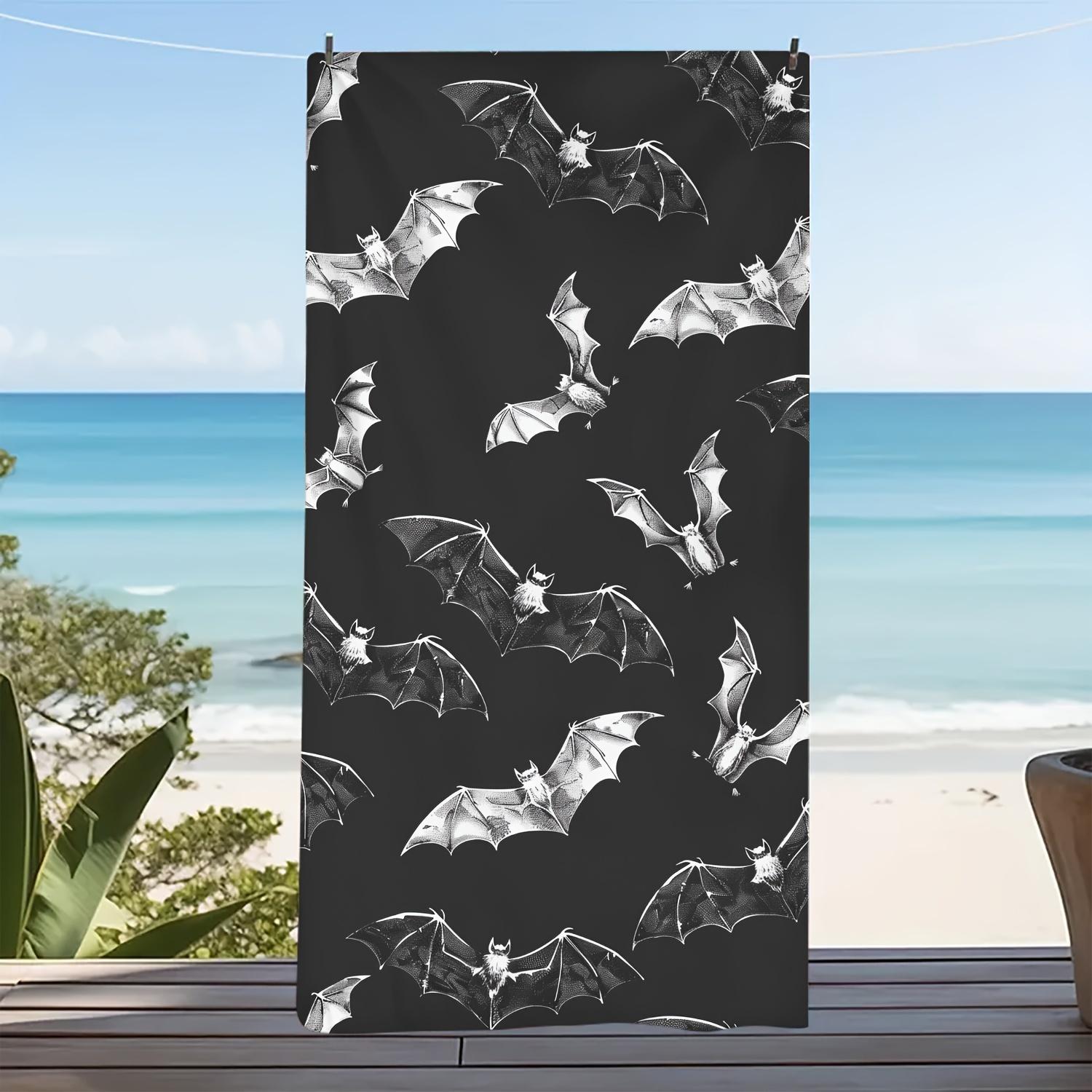 

Super Absorbent Microfiber Beach Towel with Bats in Dark, Perfect Summer Essential for Seaside Fun W30*H60(CM)