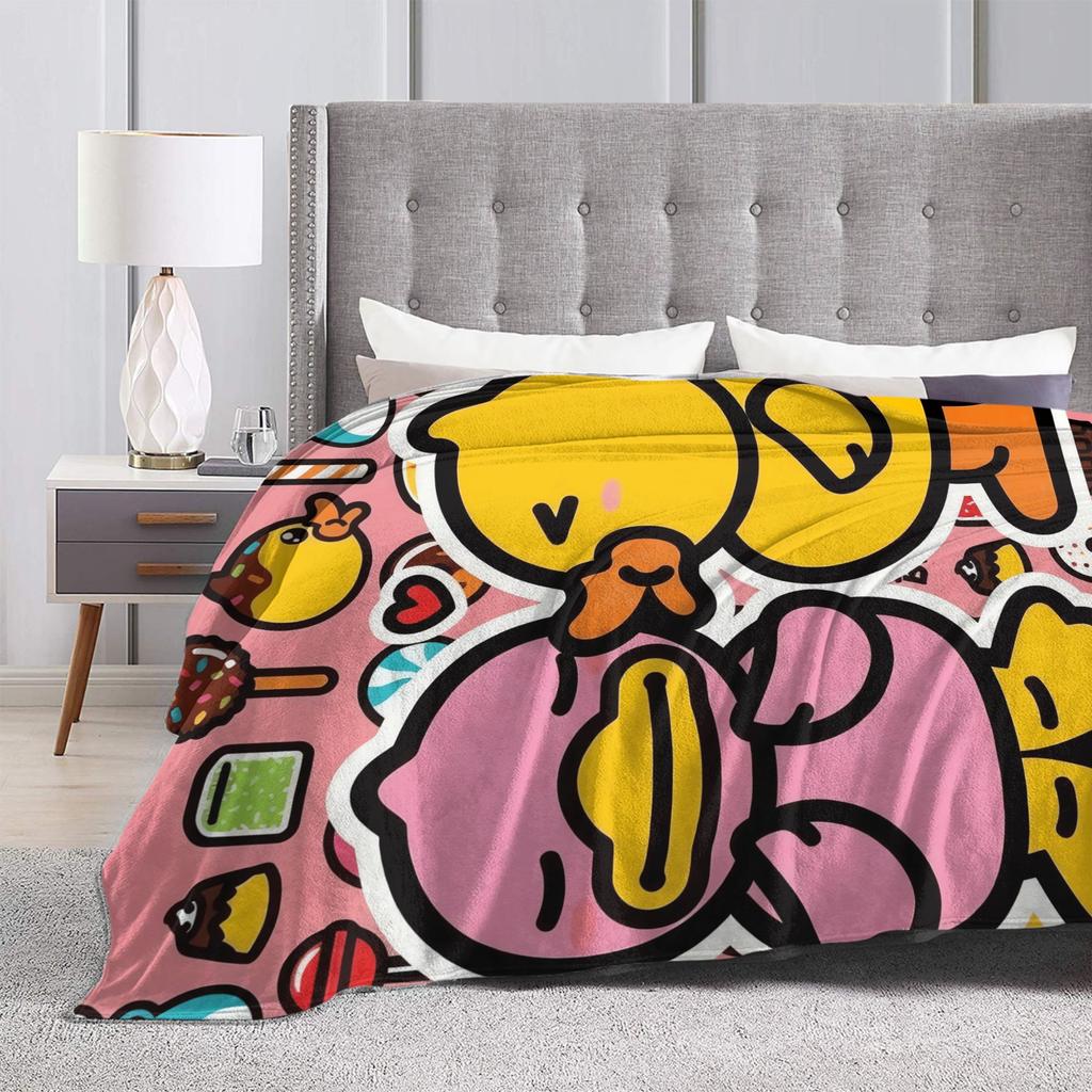 Yellow Duck Love Super Soft Blanket Boy Girl Plush Throw Blanket Graphic Outdoor Flannel Bedspread Sofa Bed Cover