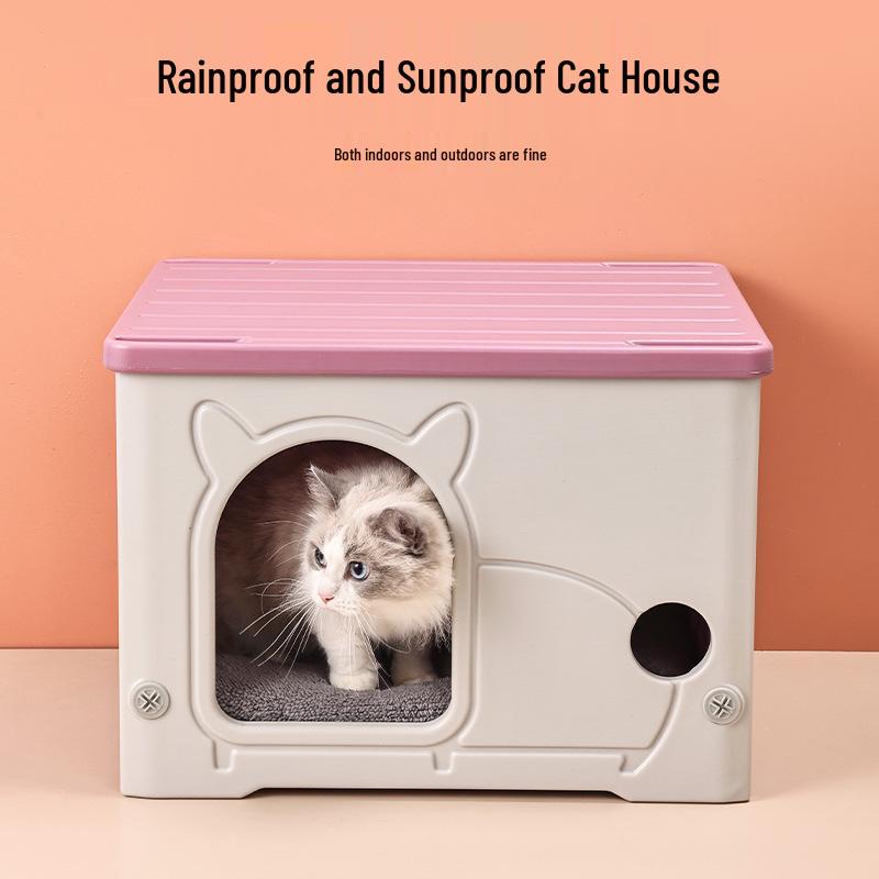 All-Season Rainproof Enclosed Cat & Dog House Shelter