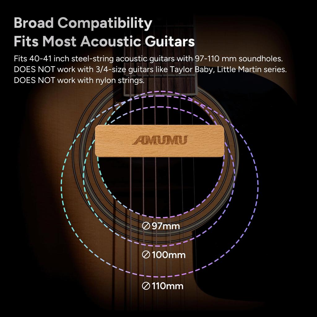 Amumu SP31 Passive Neodymium Magnetic Soundhole Pickup for Acoustic Guitar