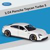 Welly 1/24 Porsche Taycan Turbo S Model Samochodu Sportowego ze Stopu Odlewy Metalowe Pojazdy Nowej Energii Model Samochodu Symulacja Zabawki dla Dzieci Prezenty