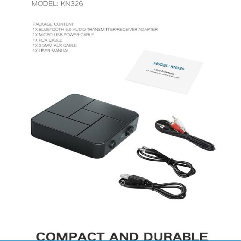 2 IN 1 Bluetooth5.0 Receiver and Transmitter Wireless Bluetooth Adapter Audio Music Receiver Adapter With 3.5MM AUX For Home TV MP3 PC