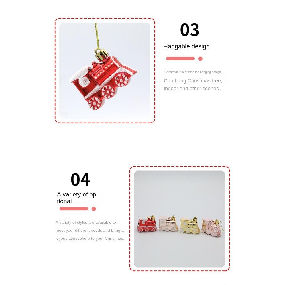 4PCS/Box Small Car Train Christmas Gifts Boxes Pendant DIY Crafts Painted Christmas Decorations