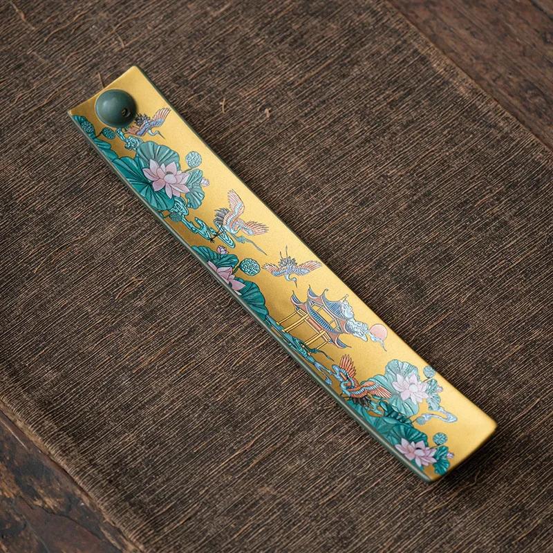 Ceramic Line Incense Burner Buddhism Zen Incense Stick Holder Chinese Enamel Colored Thread Incense Insert Aromatherapy Supplies